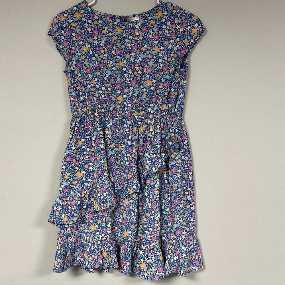 OshKosh B'gosh Girls Blue Floral Sundress Knee Length Spring Casual, 10